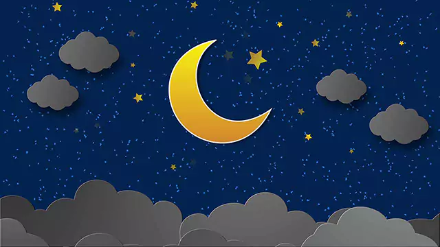 Cartoon clouds moon and twinkling stars stock video