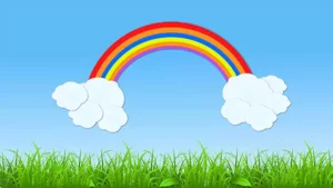 Clouds and Rainbow animation stock footage