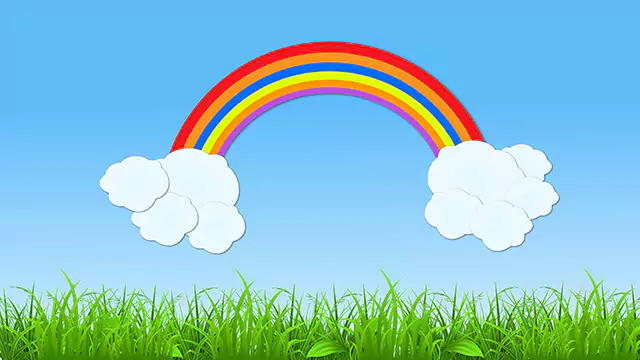Clouds and Rainbow animation stock footage