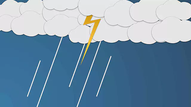Cartoon clouds raining stock footage