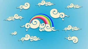 Swirly cartoon clouds and Rainbow animation