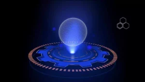 Futuristic hovering sphere hologram Hud