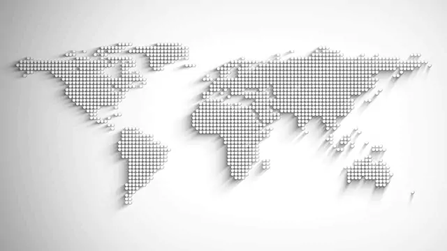 Dotted world map reveal stock footage