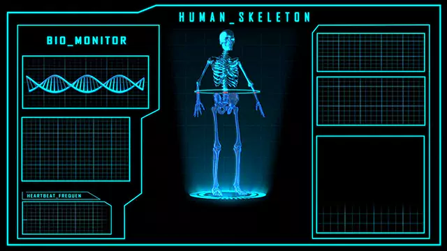 Skeleton hi-tech screen display stock video