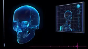 Human skull hi-tech display stock video