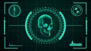 Skull hi-tech screen display stock video