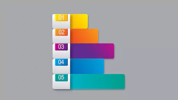 5 step sequence bars PowerPoint infographics