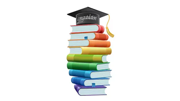 Books with graduation hat motion graphics video