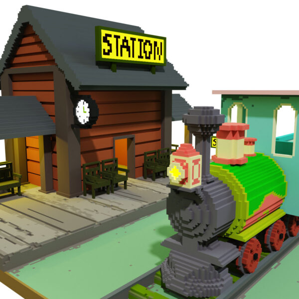 Train station voxel 3d model