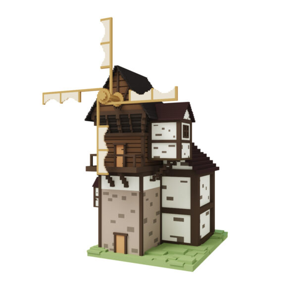 Medieval windmill house voxel 3d model