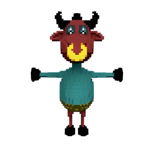 Buffalo voxel character 3d model