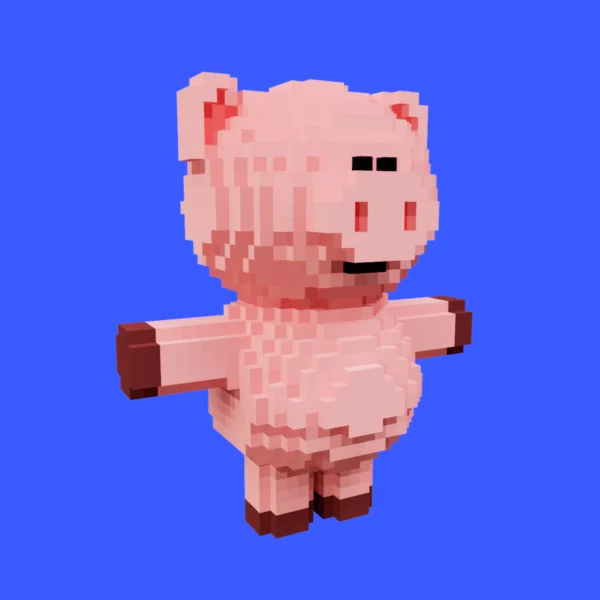 Voxel pig character 3d model
