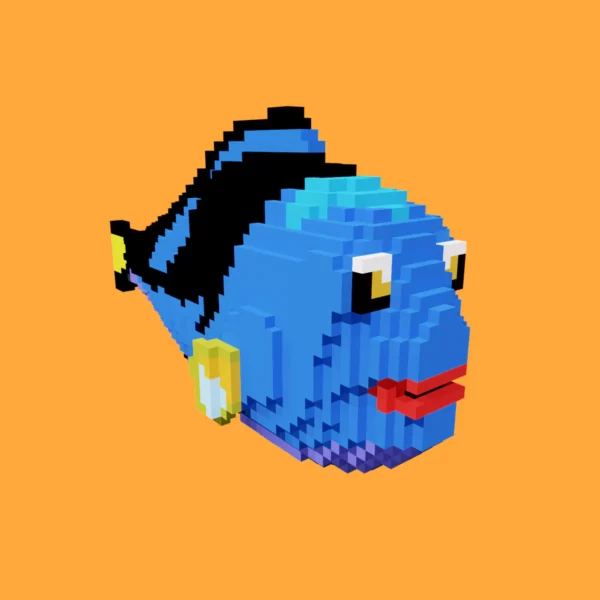 Blue Tang voxel fish 3d model