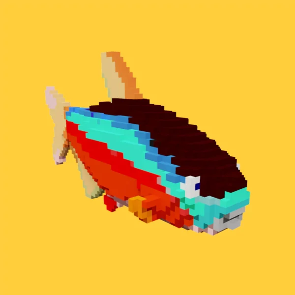 Voxel fish Cardinal tetra 3d model