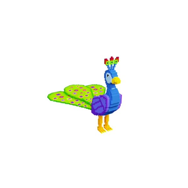 Peacock voxel bird 3d model