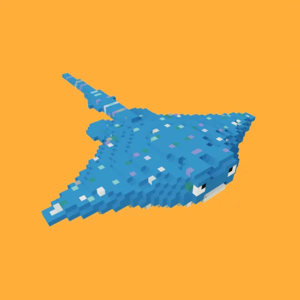 Spotted eagle ray voxel fish 3d model