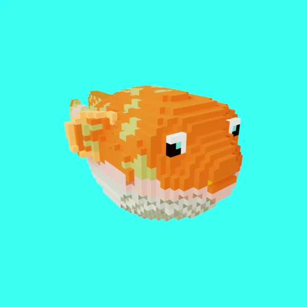 Puffer fish voxel 3d model