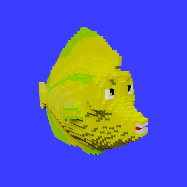 Yellow stripe scad voxel fish 3d model