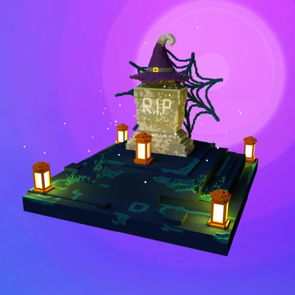 Halloween witch hat voxel art