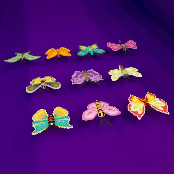 Butterfly voxel art pack 3d model
