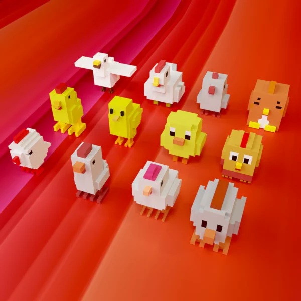 Chicken voxel art pack 3d model