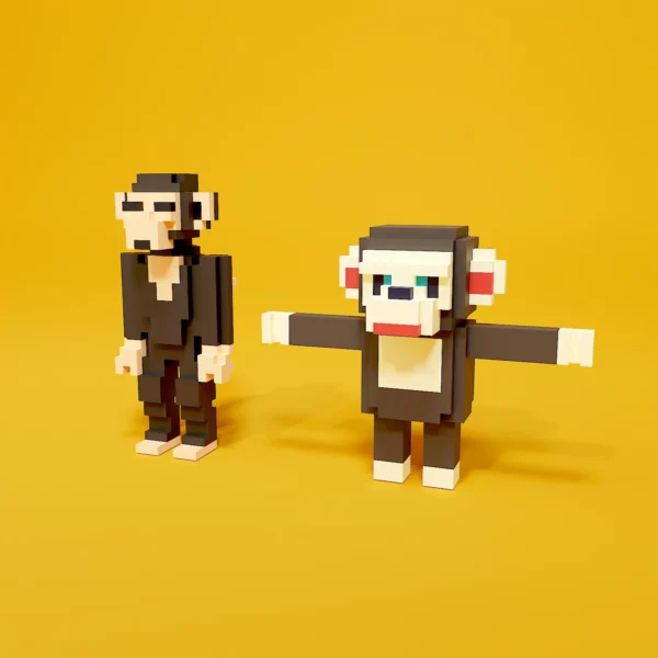Chimpanzee voxel art pack 3d model