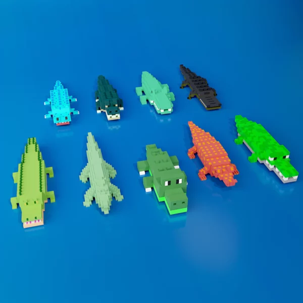 Crocodile voxel art pack 3d model