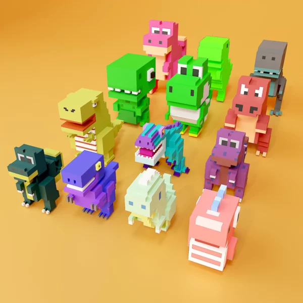 Dinosaur voxel art pack 3d model