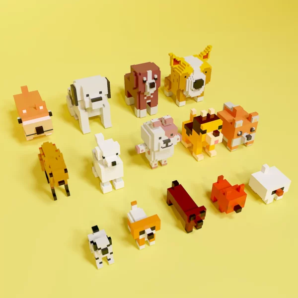 Dog voxel art pack 3d model