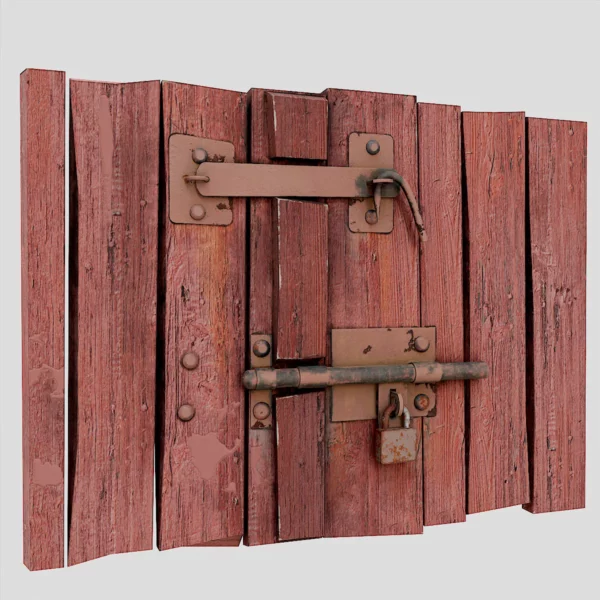 Grungy old wooden door 3d model