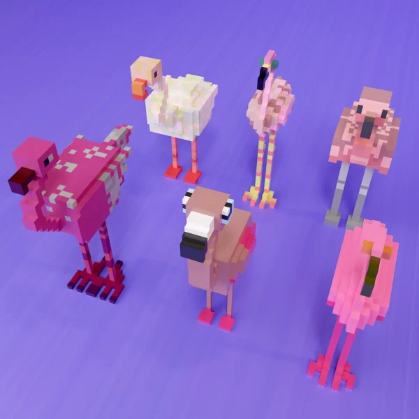 Flamingo voxel art pack 3d model