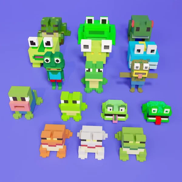 Frog voxel art pack 3d model
