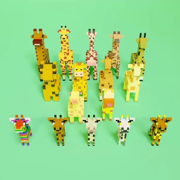 Giraffe voxel art pack 3d model