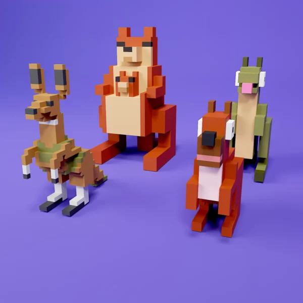 Kangaroo voxel art pack 3d model