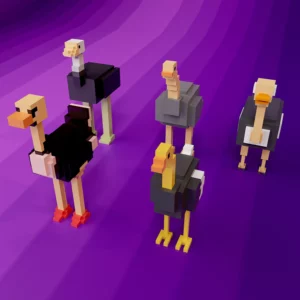 Ostrich voxel art pack 3d model
