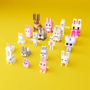 Rabbit voxel art pack 3d model