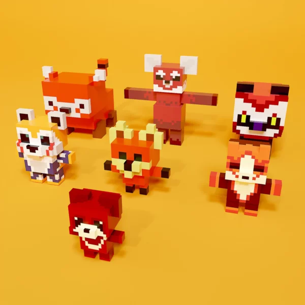 Red Panda voxel art pack 3d model