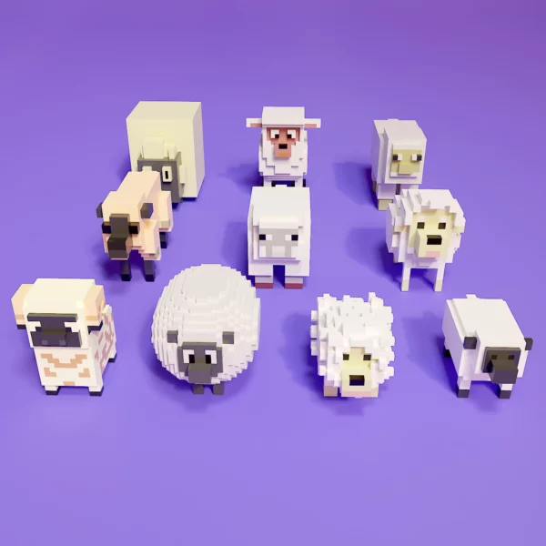 Sheep voxel art pack 3d model