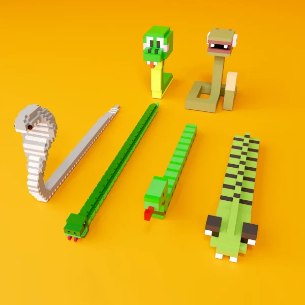 Snake voxel art pack 3d model