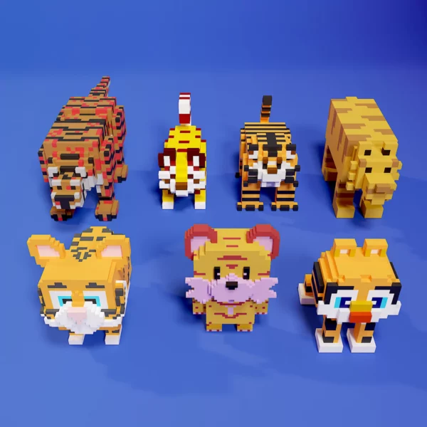 Tiger voxel art pack 3d model