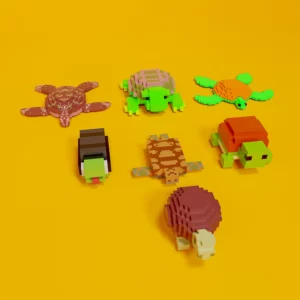 Tortoise Turtle voxel art pack 3d model