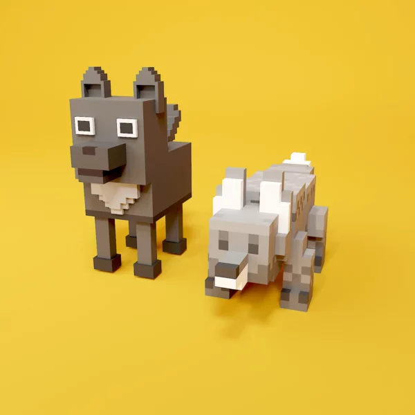 Wolf voxel art pack 3d model