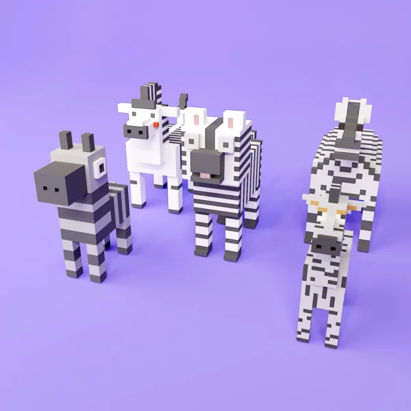 Zebra voxel art pack 3d model