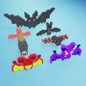 Bat voxel art pack 3d model