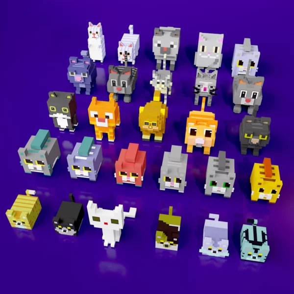 Cat voxel art pack 3d model